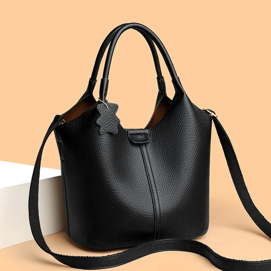 New Trendy Casual Soft PU Women's Handbags Solid Color Large Capacity Female Shoulder Bags Retro Tote Bags For Commute Shopping