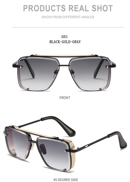 Metal Punk Sunglasses For Men Vintage Square Fashion Glasses 2024 Vacation Sunglasses Women Trendy Gafas De Sol Hombre Zonnebril