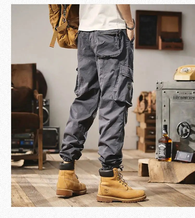 Men Fashion Military Cargo Pants Regualr Straight Fit Cotton Camouflage Green Black Grey Color Trousers W9202