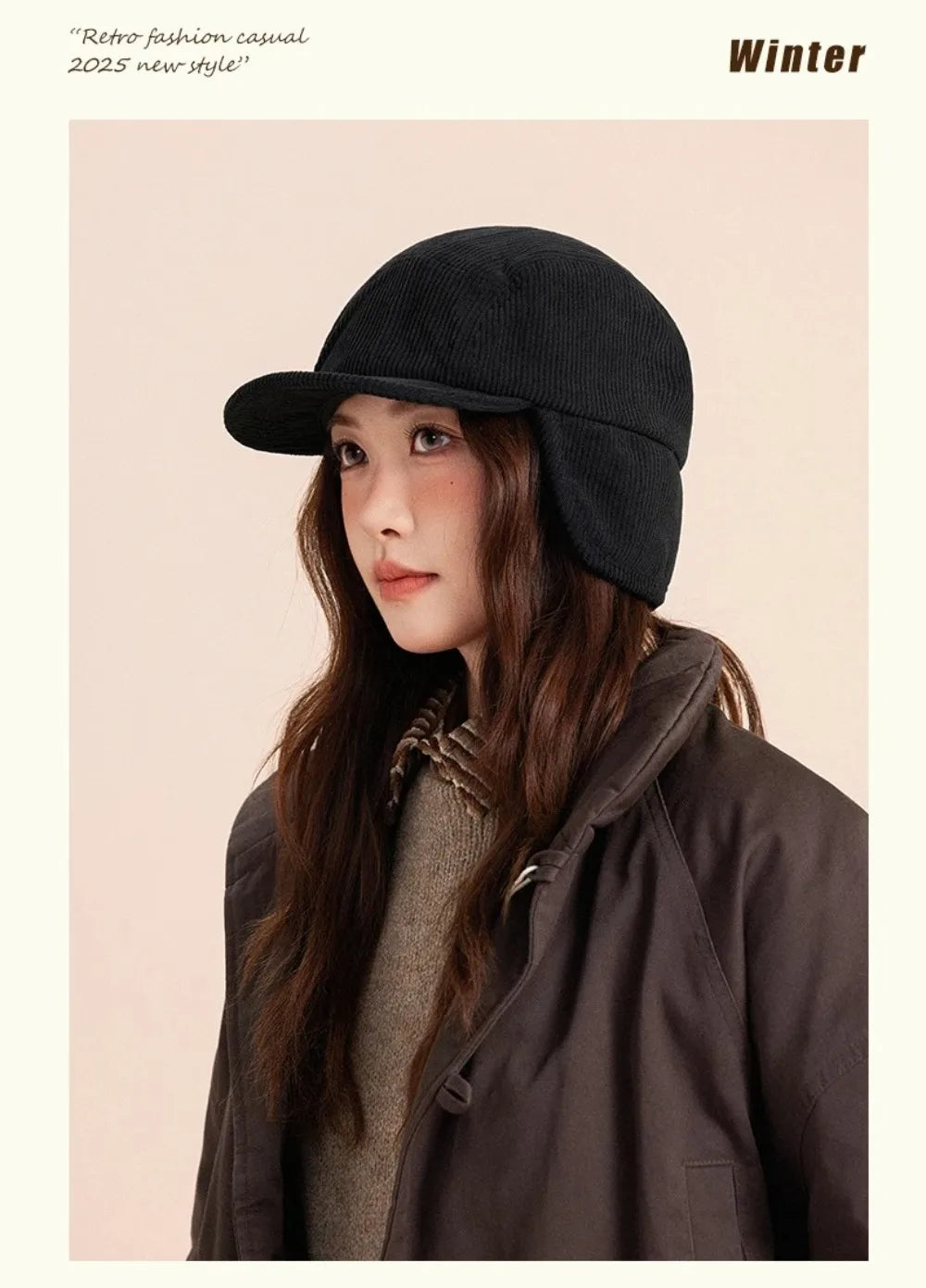 Versatile Retro Bomber Hats Fleece-Lined Warm Corduroy Caps Windproof Earflap Lei Feng Caps Autumn Winter Men Women Wear