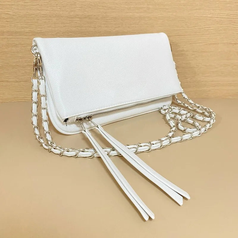 Luxury Design Bag for Women Fashionable Black Leather Ladies Crossbody Bag 2026 New Style Retro Single Shoulder Envelope Bag