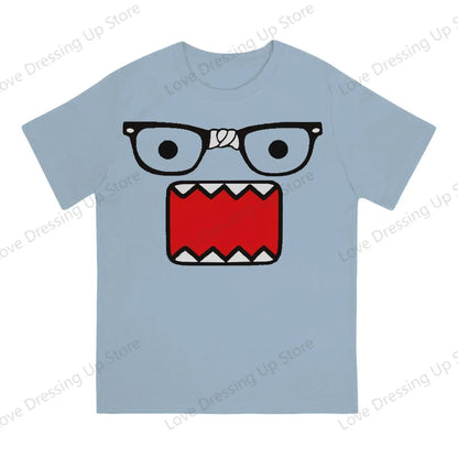 Domo Kun Print Funny Short Sleeved T-shirt Men Women Versatile  Couple Tops