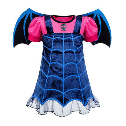 Deluxe Witch Uniform Girl Halloween Costume Evil Wizard Dress with Witch Hat Kid All Saint Day Stage Performance Apparel Vestido