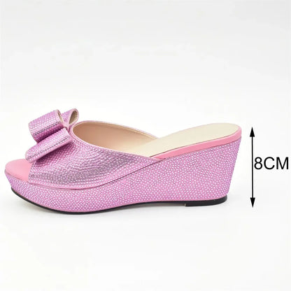 Latest Design Women Shoes and Bag Set Decorated with Rhinestone Wedding Shoes Bride Ladies Shoes Heels Party Women Pumps