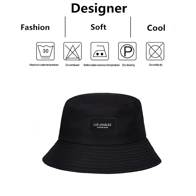 Unisex LOS ANGELES Letter Sticker Bucket Hats Fishermen Caps Outdoor Casual Cap Sunscreen Hat