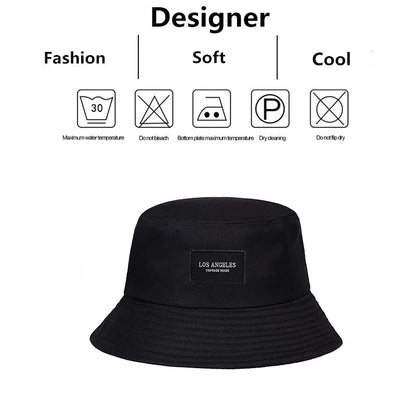 Unisex LOS ANGELES Letter Sticker Bucket Hats Fishermen Caps Outdoor Casual Cap Sunscreen Hat