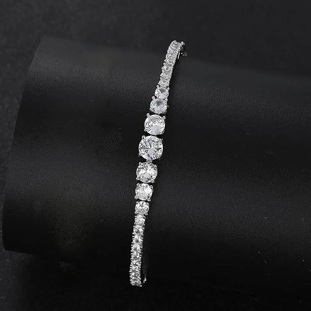 Full Moissanite Tennis Bracelet for Women with Certificate 3-5mm Size Gradient Lab Diamond Bracelets S925 Silver Plated 18K Gold
