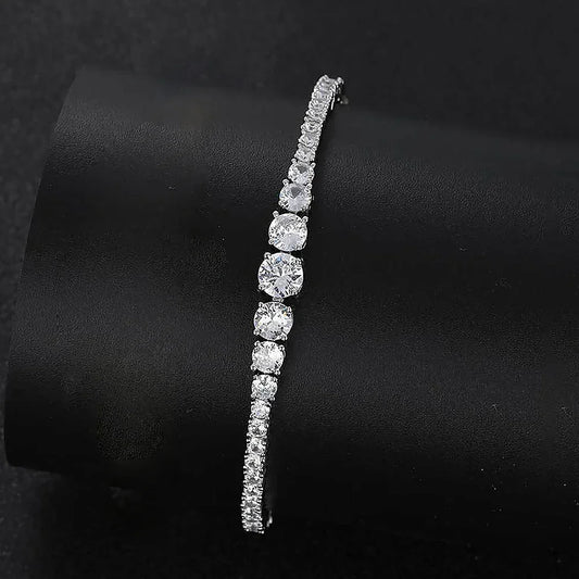 Bracelet Tennis Moissanite pour Femme avec Certificat Gradient de 3 à 5 mm Bracelets Diamant de Laboratoire en Argent S925 Plaqué Or 18K