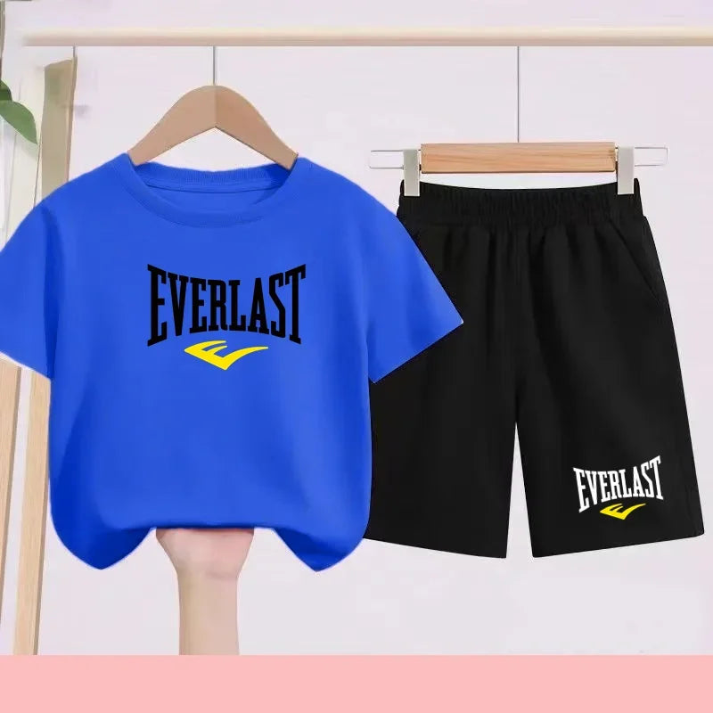 T-shirt d'été pour garçons et filles, manches courtes sportives pour enfants de 7 à 13 ans, pantalons à caractères, confortables