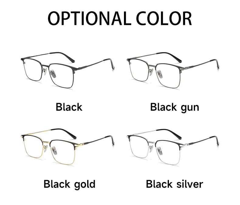 Fashion Square Pure Titanium Frame Simple Design Men's Anti-blue Light Glasses Can Be Customized Prescription 8007TS