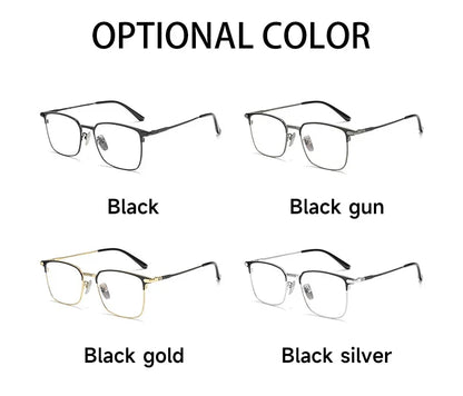 Fashion Square Pure Titanium Frame Simple Design Men's Anti-blue Light Glasses Can Be Customized Prescription 8007TS