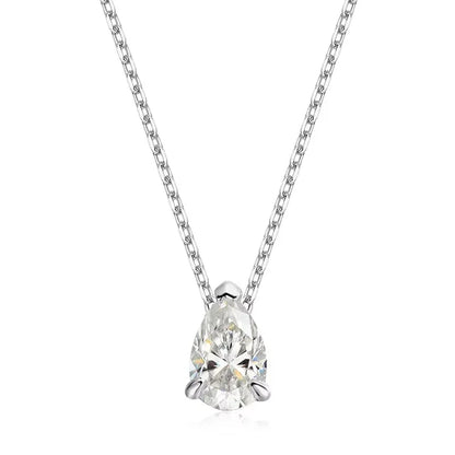 Certified 1CT 2CT Pear Cut D VVS1 Moissanite Necklace for Women 18k Gold Plated Jewelry 100%  Sterling Silver 925 Pendant