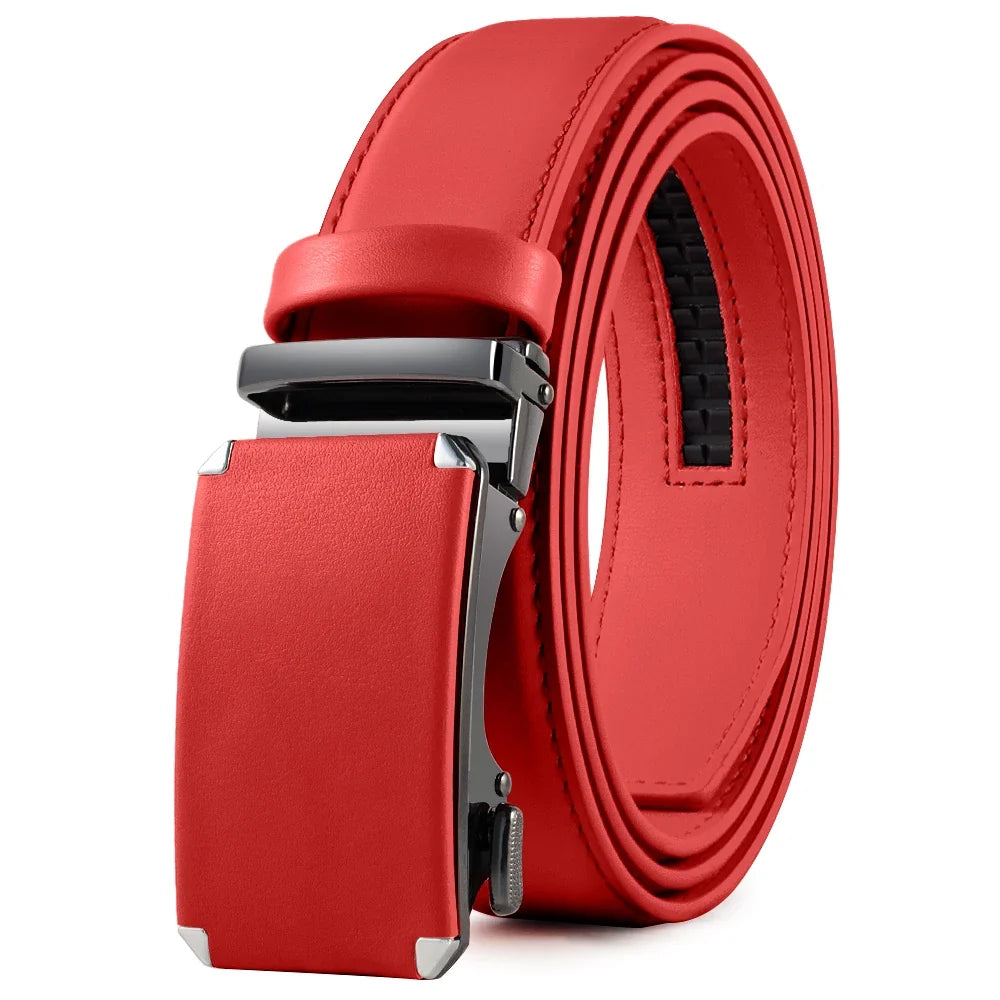 Mens Leather Belt  Automatic Genuine Leather Belts Leisure Fashion Ratchet Belts for Men Pants Waistband Ремень