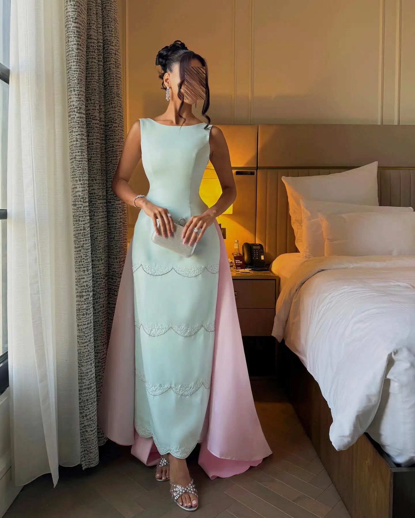 Mermaid Evening Dresses O-Neck Pink Tailing Ankle-Length Party Dress Spaghetti Strap Formal Prom Gowns Customized