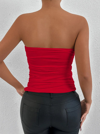 2026 Sexy Summer Solid Strapless Top Women Bandeau Bodycon Tops Lady Sleeveless Off Shoulder Club Party Clothes