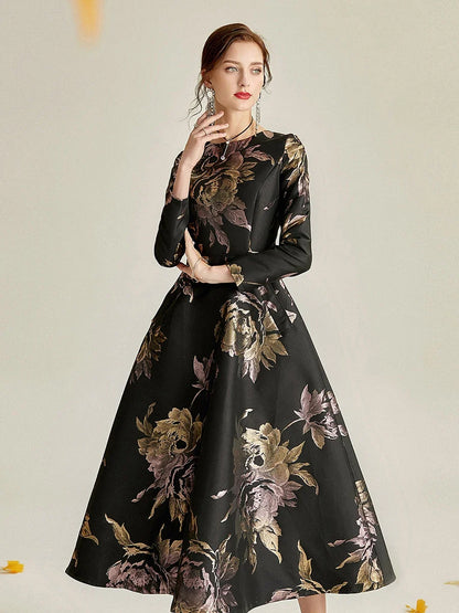 Women's Casual Summer Jacquard Maxi Dress Boho Floral Party Evening Elegant Long A-Line Dress