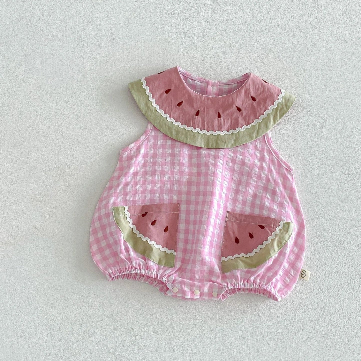 2026 New Summer Sweet Style Kids Dress Pink Watermelon Plaid Dress for Girls Sleeveless Lightweight Children Clothes