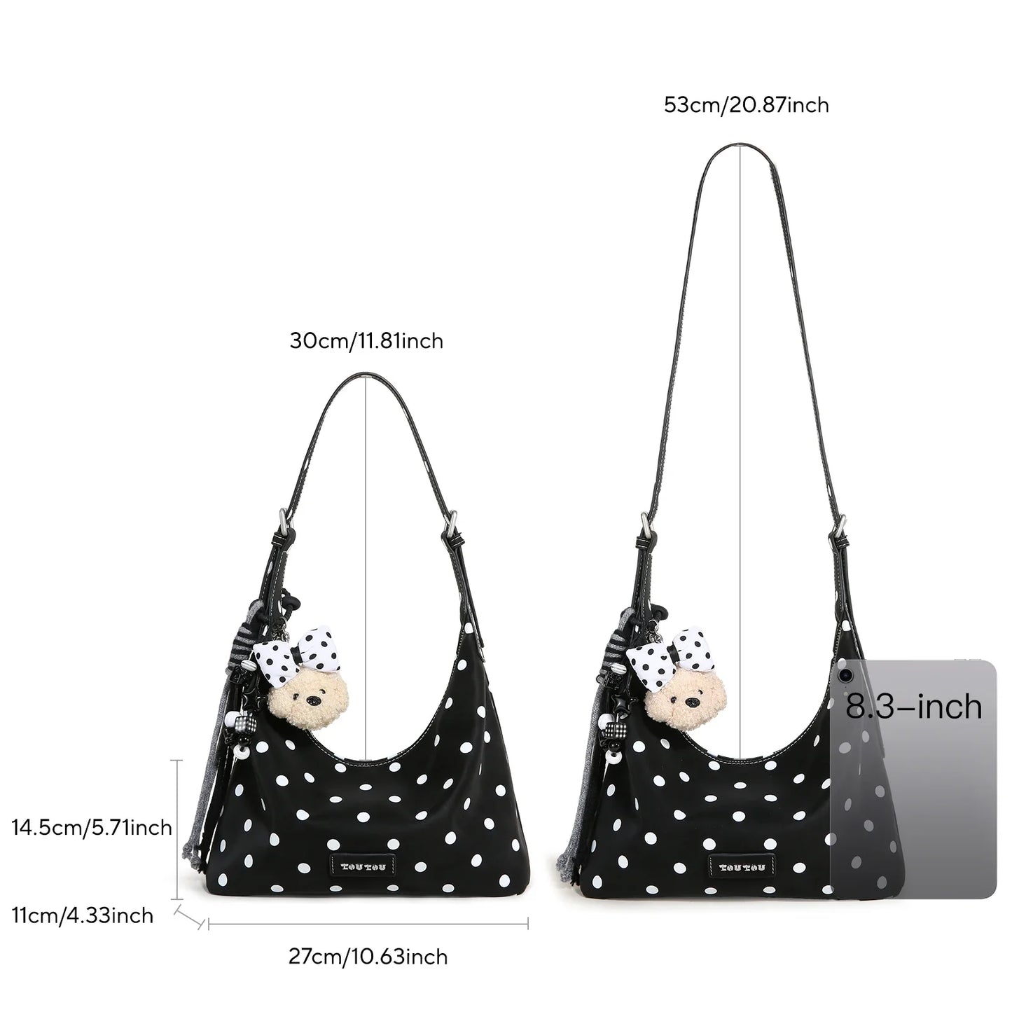 y2k leopard Print Shoulder Bag, Cute Puppy Pendant, Large Capacity Hobo Bag for Women's Casual Commute 3-Way Carry