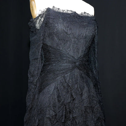 Said Luxury Blue Lace Evening Dress Saudi Arabia Elegant Off Shoulder Wedding Guest Gowns Formal Party Dress SF519 Custom