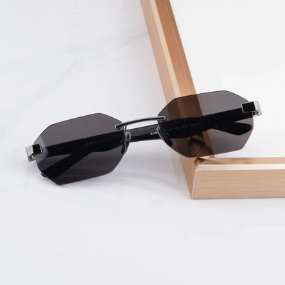 Designer Rimless Sunglasses THE AMAN I Irregular for Men Women Alloy Luxury Germany Brand Design High Quality UV400 with Case