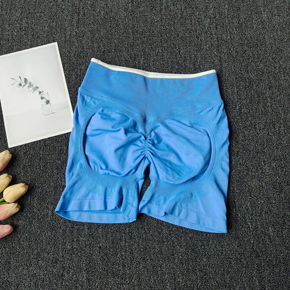 Peach Buttock Yoga Suit Women Gym Seamless Suspender Gathering Bra High Waist Hip Lifting Belly Tightening Shorts Fitness Set