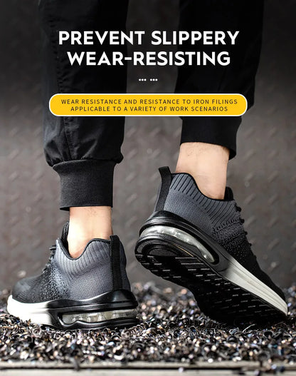 Breathable Men Work Safety Shoes Steel Toe Cap Air Cushion Working Boots Construction Indestructible Work Sneakers Men Shoes