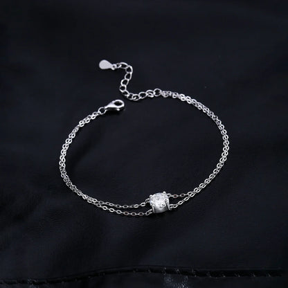 1CT D Color Moissanite Bracelet 925 Sterling Silver Delicate Double Layer Bracelets For Bridal Wedding Fine Jewelry Gifts