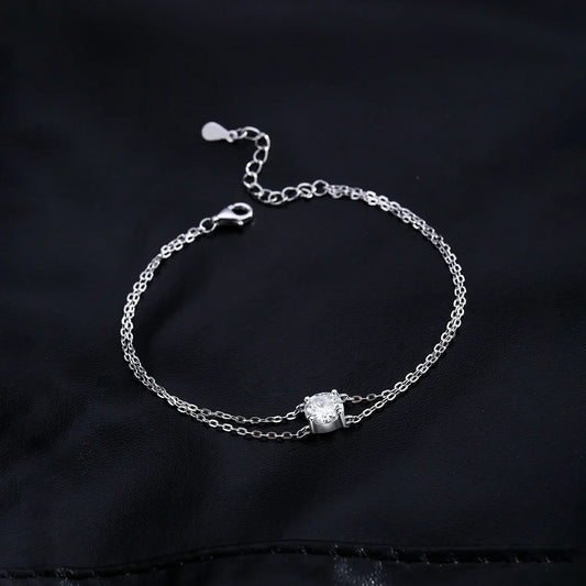 Bracelet en Moissanite 1CT couleur D en argent sterling 925, délicat double couche, pour mariage, bijoux fins, cadeaux