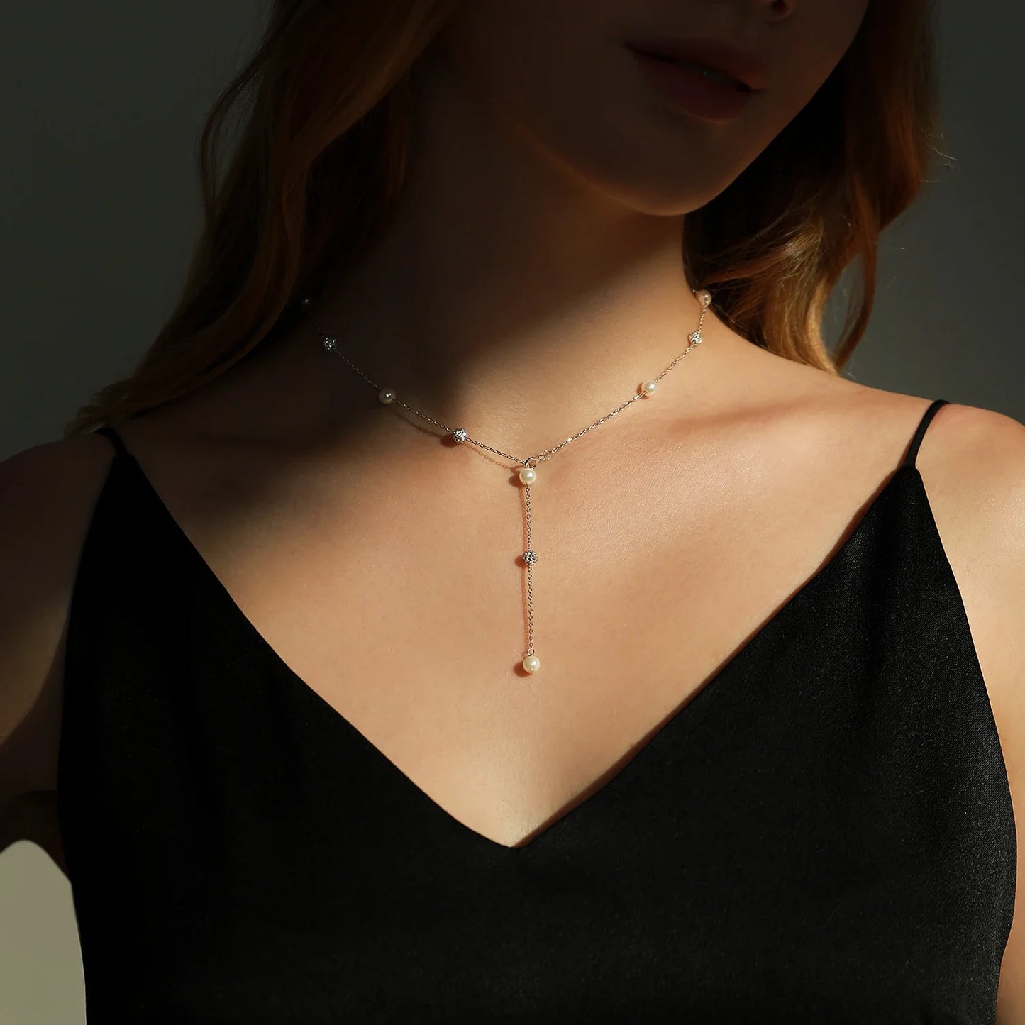 925 Sterling Silver Shambhala Sparkling Zirconia Ball Chain Luxury Shiny Y Shape Necklace For Women Fine Choker Jewelry