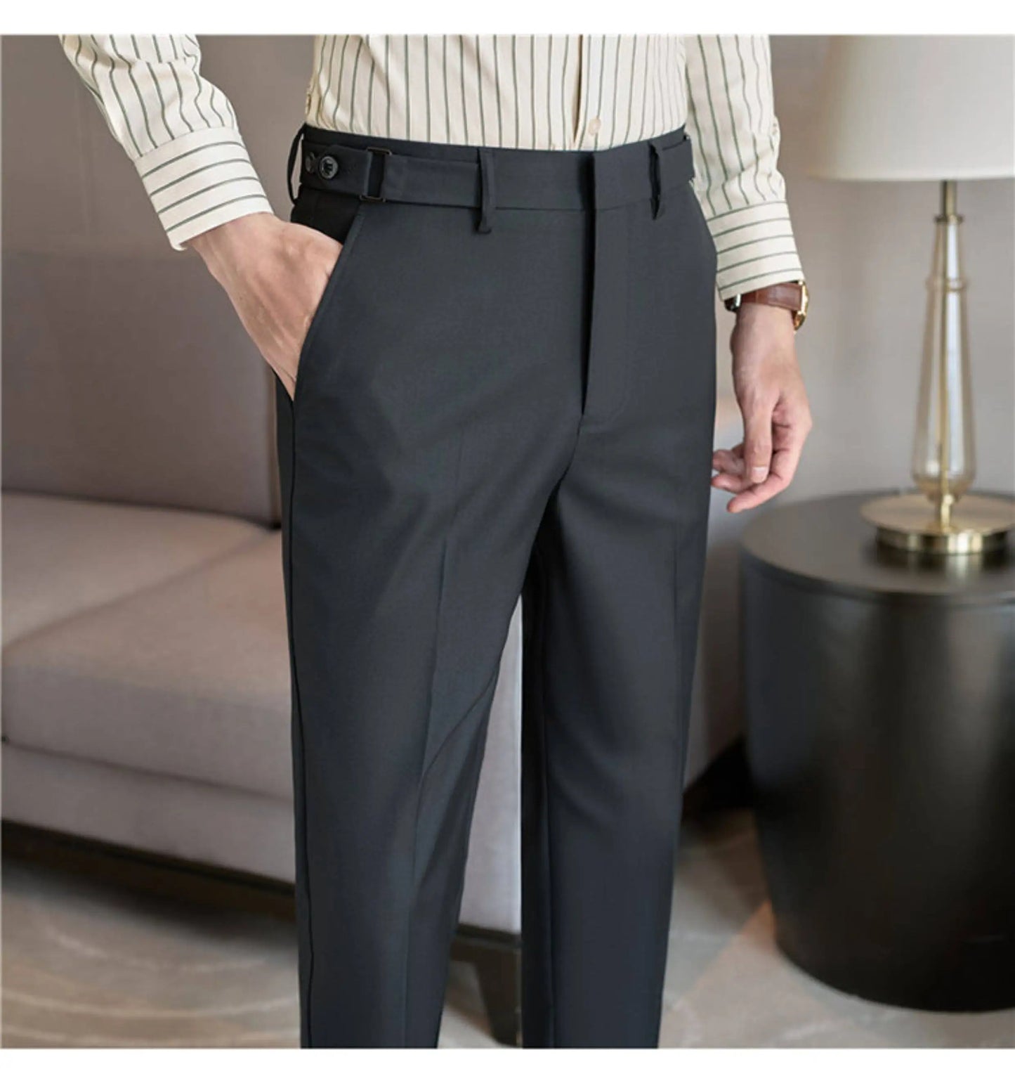 Neapolitan Fashion Business Casual Pants Men's Straight Leg Slim Fit Suit Pants Formal Office Social Wedding Dress Pants