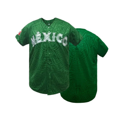 Men's Baseball Jersey Short Sleeve with "MEXICO" Embroidery Breathable Loose Fit for Casual Parties, Sports & Outdoor Activities