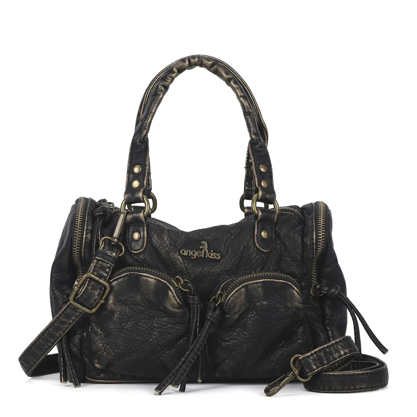 Vintage Women Handbags Small Satchel Top-handle Boston Bag PU Shoulder Bag Fashion Dumpling Pack Multi-pockets Shoulder Bags