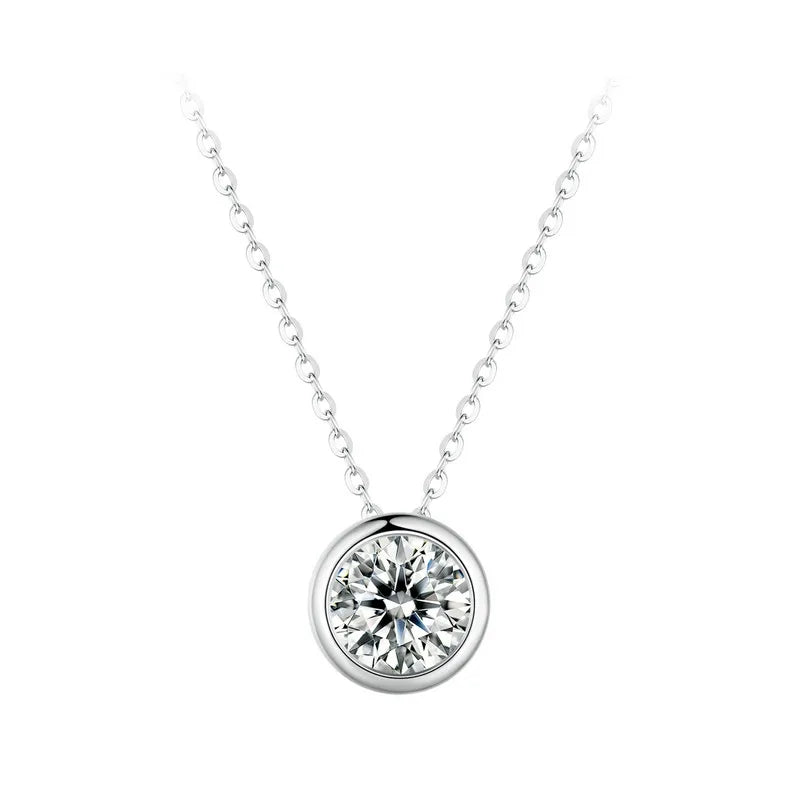 White Gold Plated Moissanite Necklace for Women, 925 Silver Pear/Round Solitaire Moissanite Pendant Valentines Day Gift