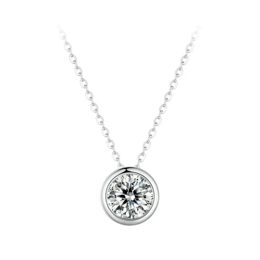 White Gold Plated Moissanite Necklace for Women, 925 Silver Pear/Round Solitaire Moissanite Pendant Valentines Day Gift