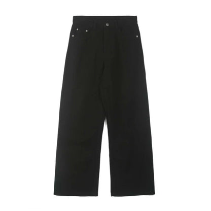 100％ Cotton Men's Baggy Straight Jeans Comfortable Soft Casual Pants Fashion Korean White Brown Denim Trousers Male Clothing