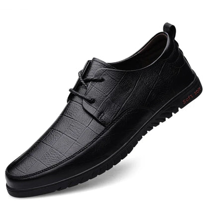Male All-match Outdoor Flats Genuine Leather Men Casual Office Shoes Handmade Men Lace-Up Footwear 2024 New Mens Oxfords Shoes