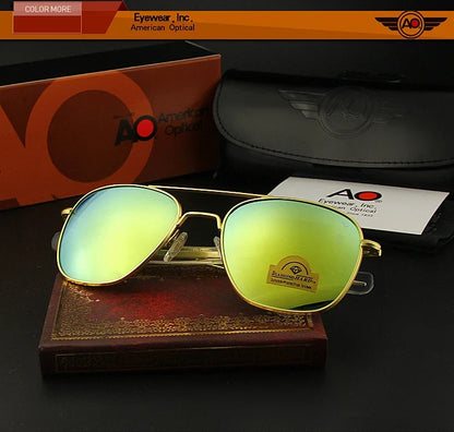 AO Pilot Sunglasses Men Top Quality Brand Designer AGX Tempered Glass Lens Sun Glasses Male
