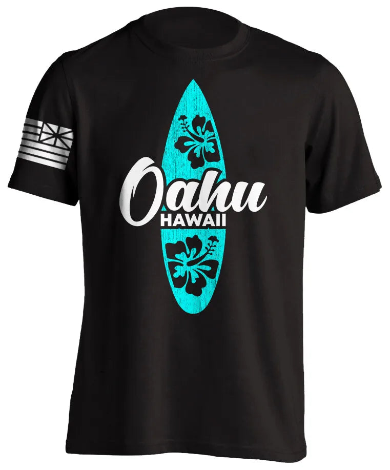 Men's Cotton Shirt OAHU HAWAII SURFING Distressed TShirt Unisex Surf Board Beach Tee Tops Summer Fashion Casual Short Sleeves