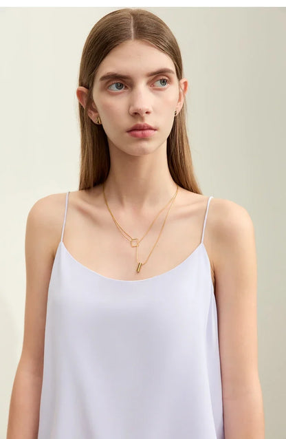 Minimalism Camis For Women 2025 Autumn New Commuter Straight Solid Halter Chiffon Female Comfortable Casual Tanks 12411011