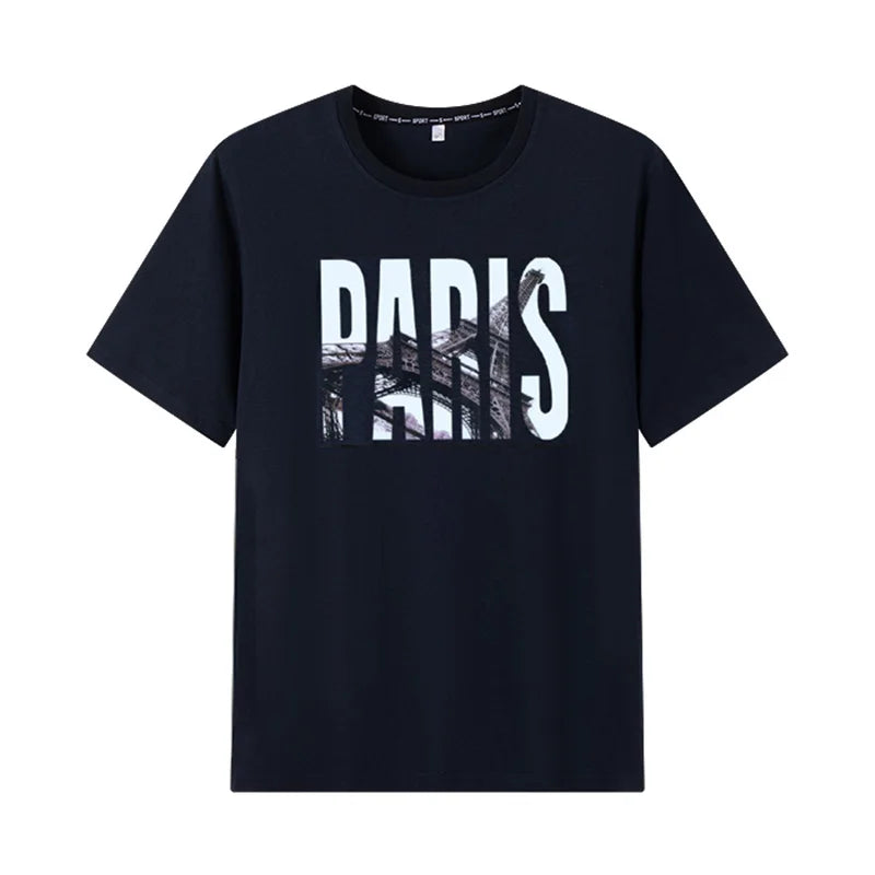 Popular T-shirt for Men Printed Tees Plus Size 110-175kg 6XL/7XL Fashion Summer Cotton Round Neck Short Sleeve Oversized Tops