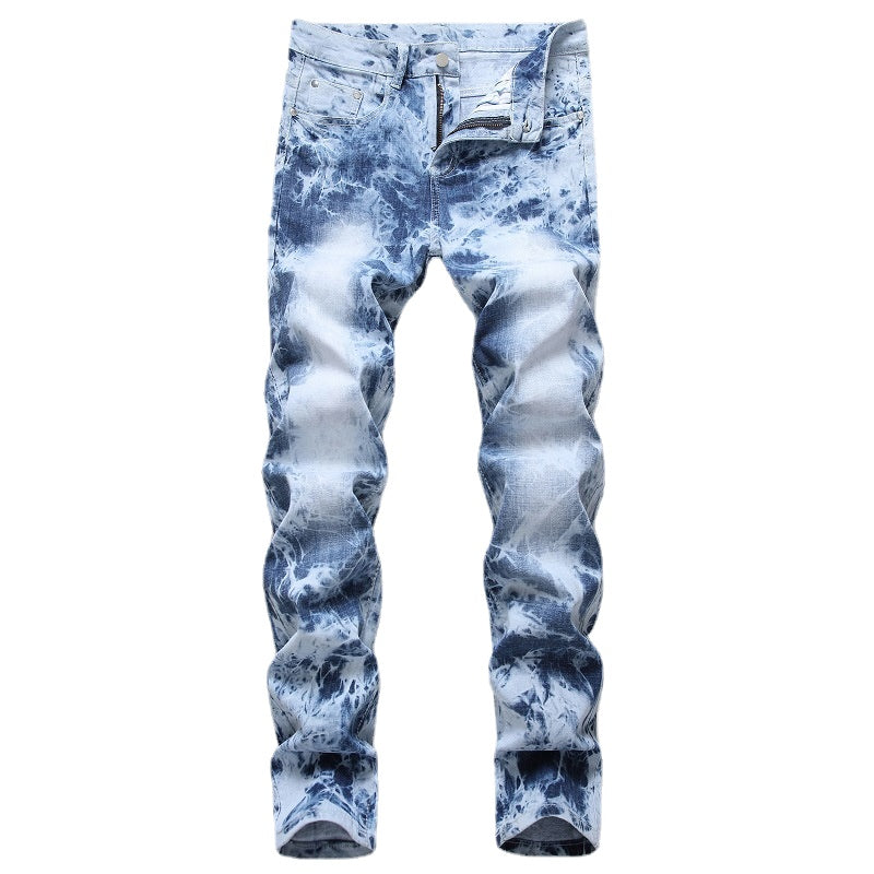 2026 New Men's Yellow Jeans, Blue Stretch Biker Trousers, Broken Hole Jeans, Fashion Popular Men Denim Pants Big Size 29-42