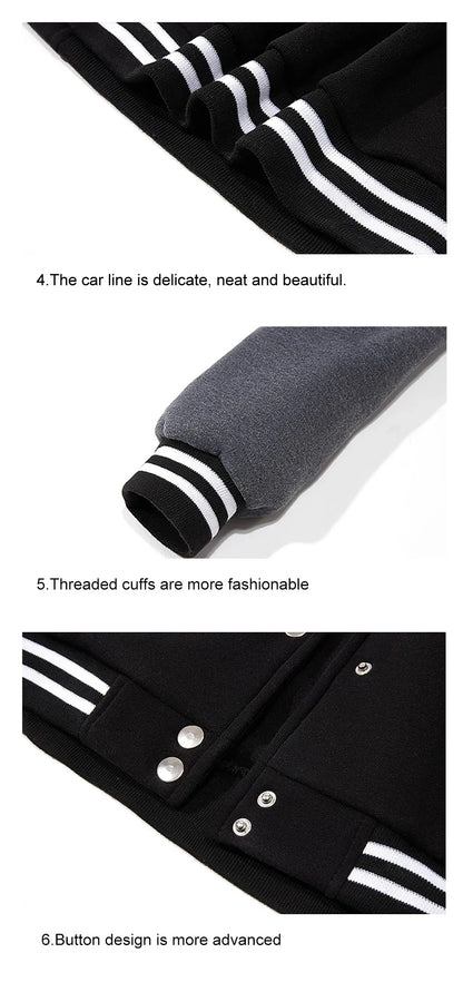 Realizing Dreams In New York Print Jacket Male Fashion Hip Hop Baseball Jersey Soft Loose Fleece Coat Unisex Street Basics Top