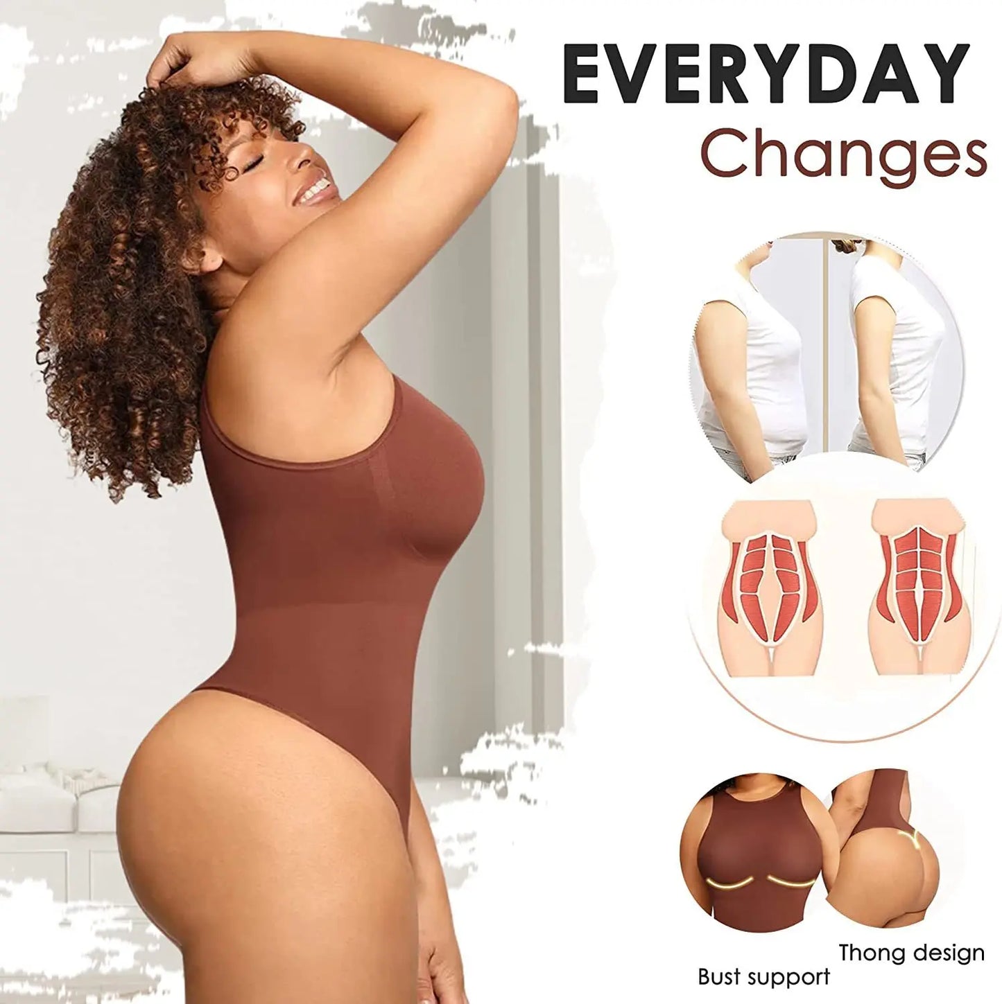 New Seamless Crew Neck Body Sculpting Shaper Women's Sleeveless Tummy Control Bodysuit Shapewear Racerback Tank Tops Thong Snap