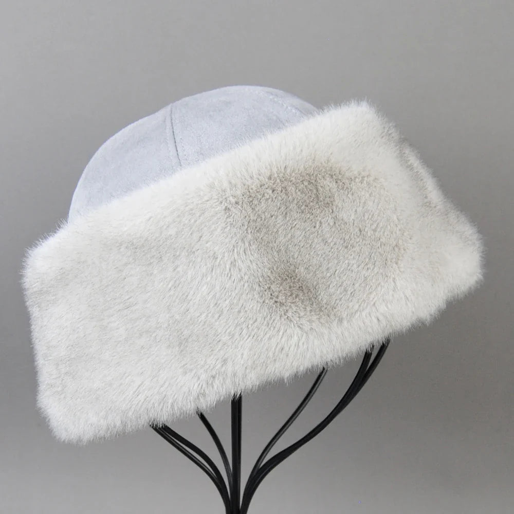 Hot Sale Faux Mink Fur Hat Winter Genuine Baseball Cap Russia Fashion Elegant Lady Warm Faux Fur Ball Straw Hat