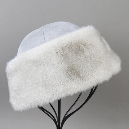 Hot Sale Faux Mink Fur Hat Winter Genuine Baseball Cap Russia Fashion Elegant Lady Warm Faux Fur Ball Straw Hat