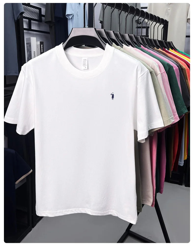 100% cotton high-end short sleeve T-shirt summer designer brand pony embroidery round neck top fashion casual golf men's wear