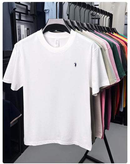 100% cotton high-end short sleeve T-shirt summer designer brand pony embroidery round neck top fashion casual golf men's wear