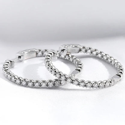 18K Plated 1.74-6.5cttw All Moissanite Hoop Earrings for Women Lab Diamond Jewelry 100% 925 Sterling Silver Earring