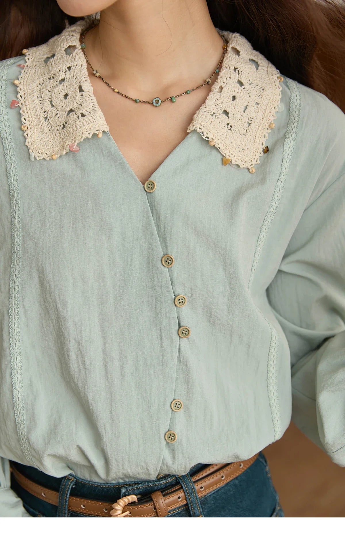 Women's Linen Shirt 2025 Autumn Contrast Apricot Lapel Shirts Long Sleeve Curved Placket Tops Office Lady MXE43C2387