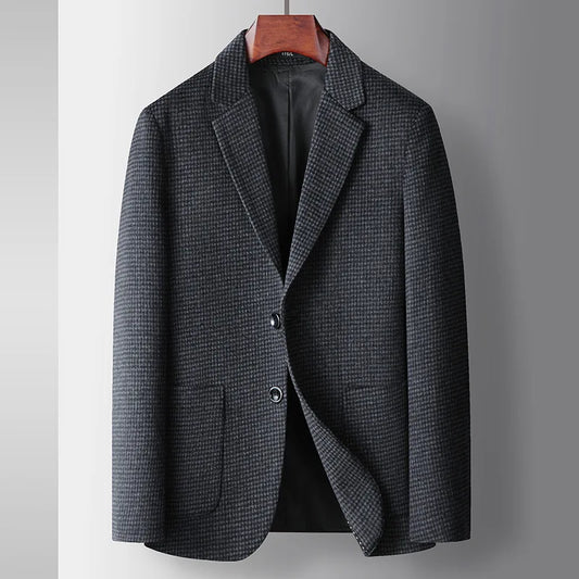 Autumn Winter New Fashion Men's Simple  Casual Business Trendy Loose Cotton Suit Blazers Male Houndstooth Coats Tops Clothes